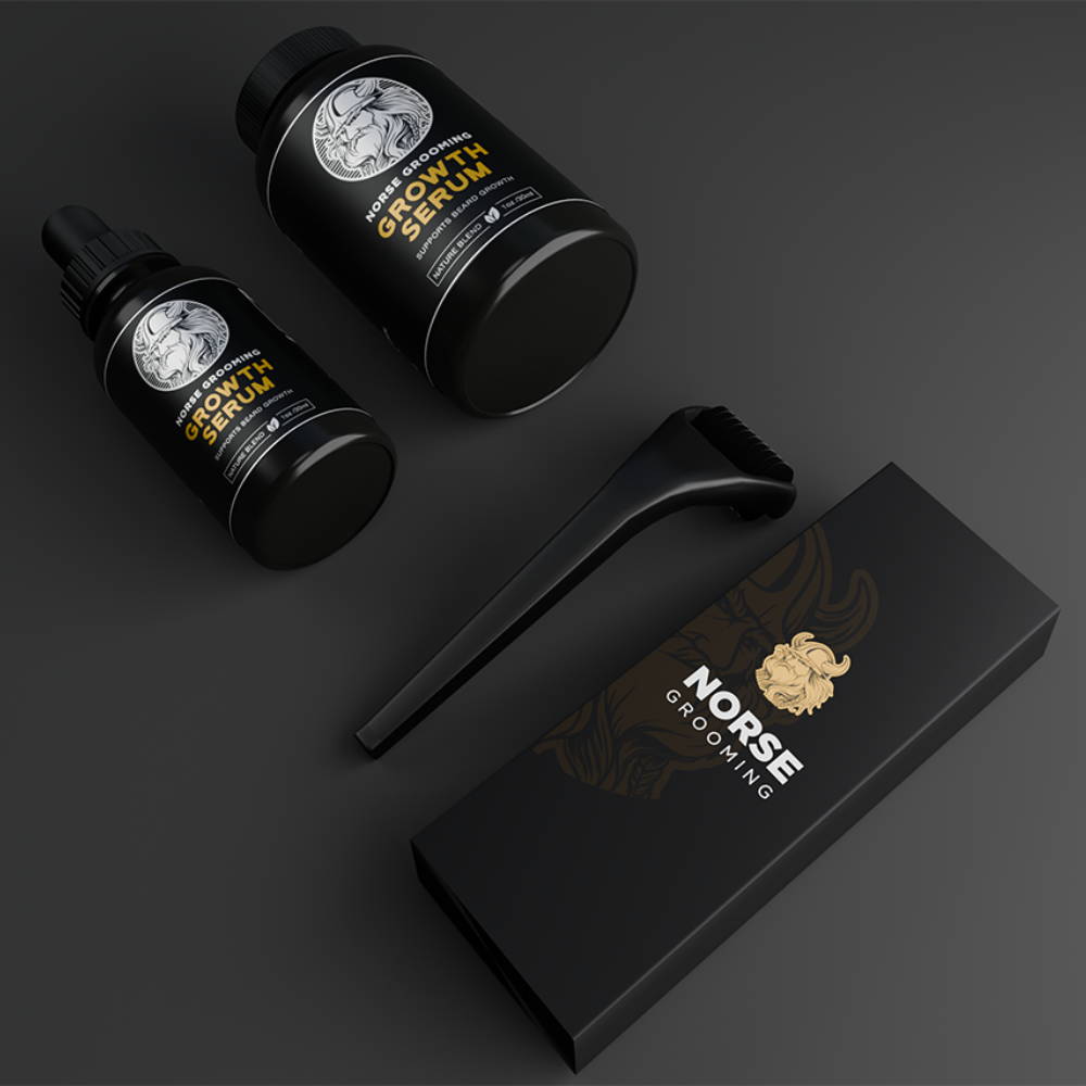 Mesmerizing Norse Beard Growth Serum Scene for Your Screen